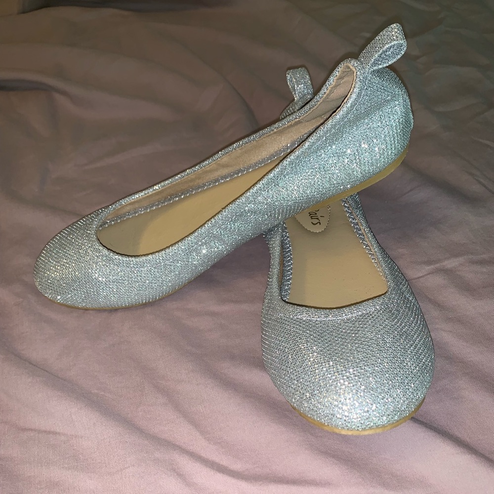 Silver sparkly flats
